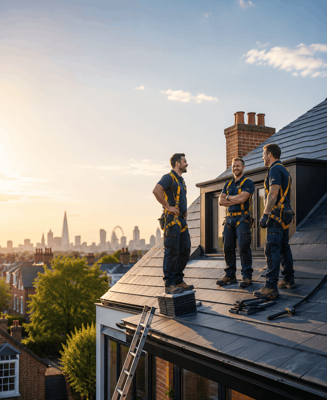 Range Roofing team working on a London roof